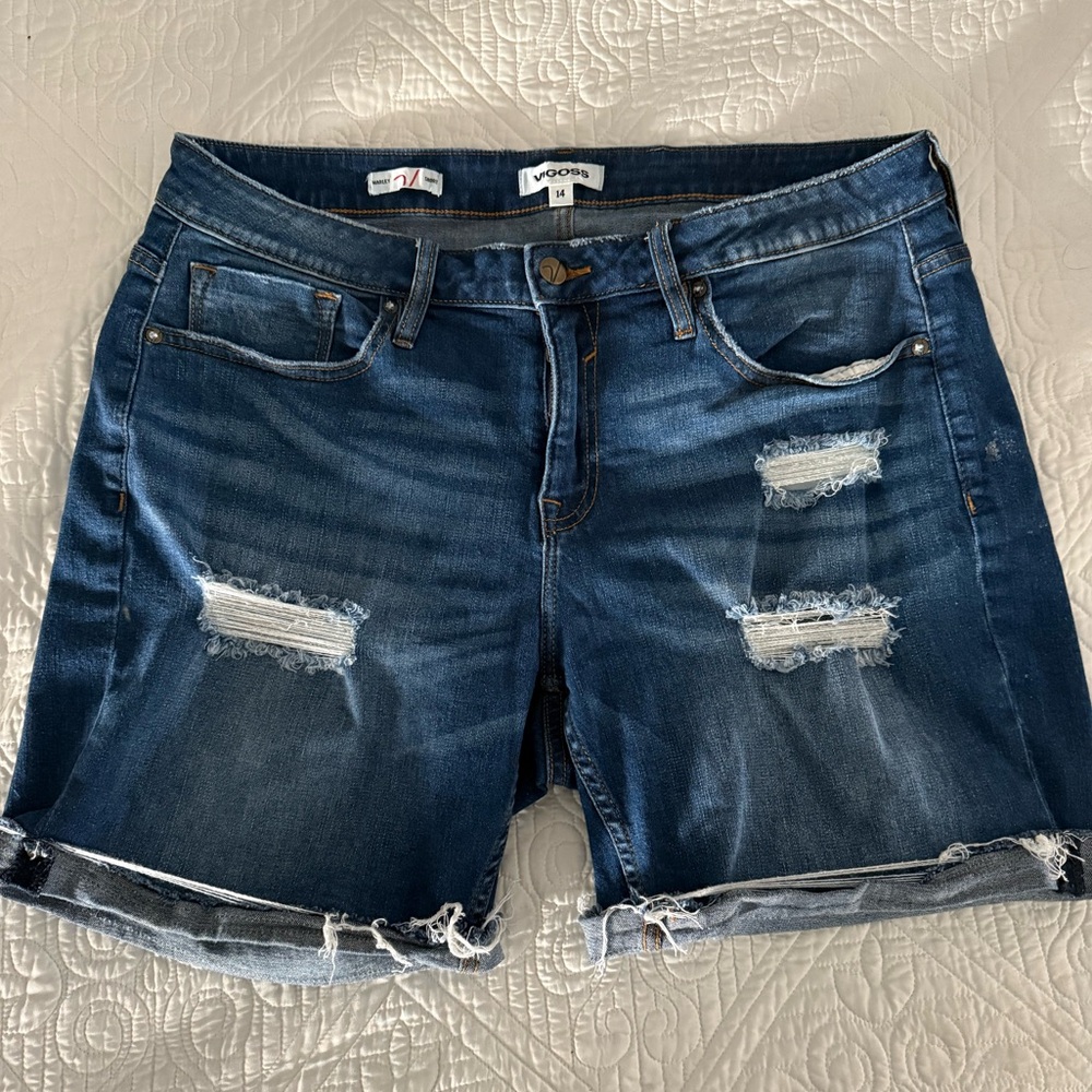 Vigoss Marley Mid Rise Distressed Shorts